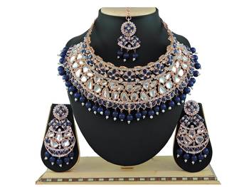 Blue designer function wear ad necklace set 1