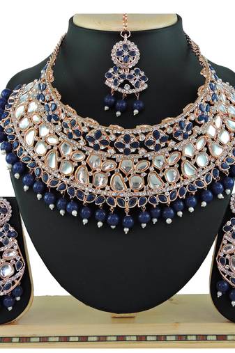 Blue designer function wear ad necklace set