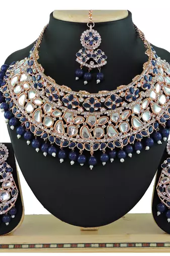 Blue designer function wear ad necklace set