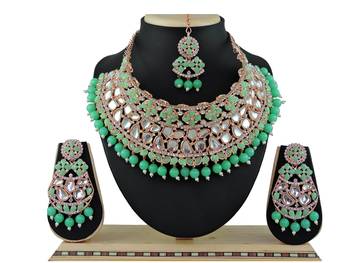 Green designer function wear ad necklace set 1