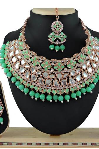 Green designer function wear ad necklace set