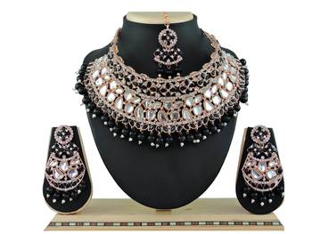 Black designer function wear ad necklace set 1