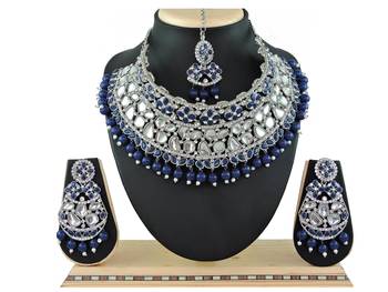 Blue designer function wear ad necklace set 1