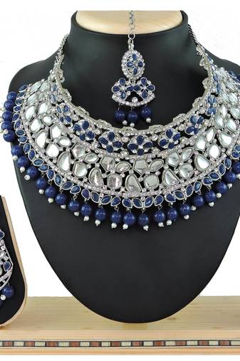 Blue designer function wear ad necklace set