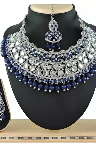 Blue designer function wear ad necklace set