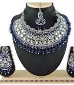 Blue designer function wear ad necklace set