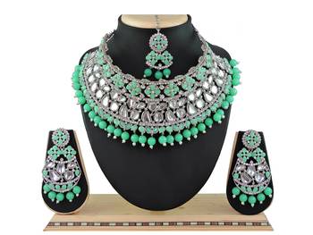 Green designer function wear ad necklace set 1