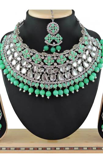 Green designer function wear ad necklace set