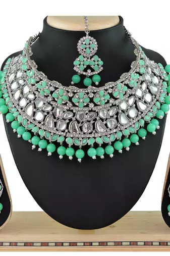 Green designer function wear ad necklace set