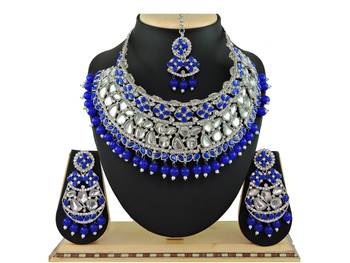 Blue designer function wear ad necklace set 1