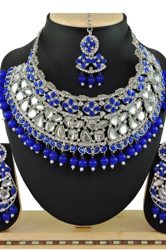 Blue designer function wear ad necklace set