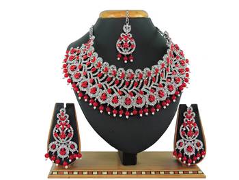Red designer function wear ad necklace set 1