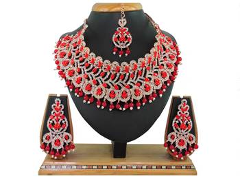 Red designer function wear ad necklace set 1