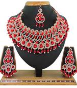 Red designer function wear ad necklace set
