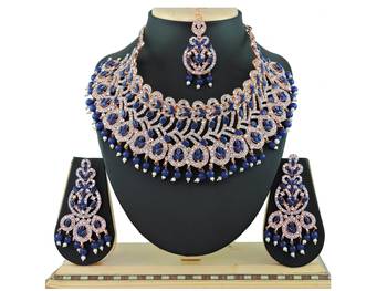 Blue designer function wear ad necklace set 1