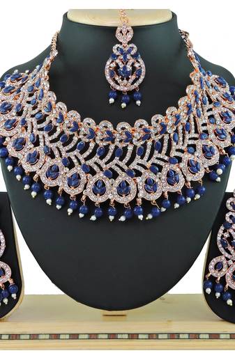 Blue designer function wear ad necklace set