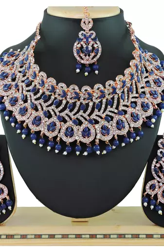 Blue designer function wear ad necklace set