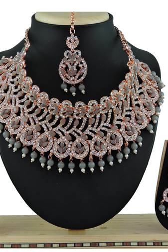 Grey designer function wear ad necklace set
