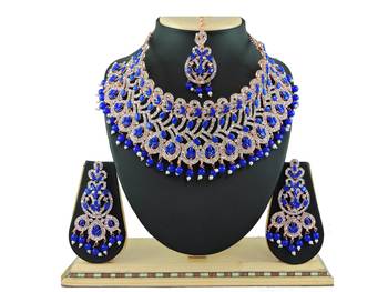Blue designer function wear ad necklace set 1