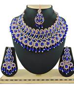 Blue designer function wear ad necklace set