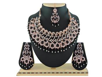Black designer function wear ad necklace set 1
