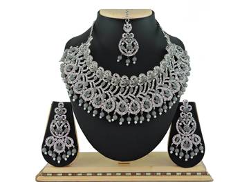 Grey designer function wear ad necklace set 1