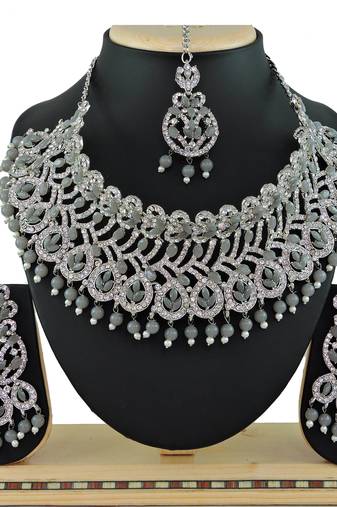 Grey designer function wear ad necklace set