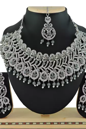 Grey designer function wear ad necklace set