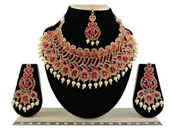 Red designer function wear ad necklace set 1