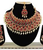 Red designer function wear ad necklace set