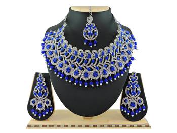 Blue designer function wear ad necklace set 1