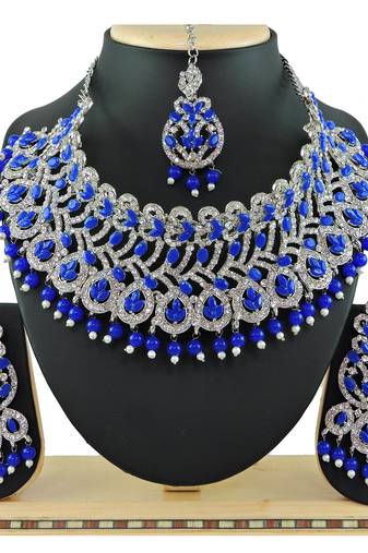 Blue designer function wear ad necklace set