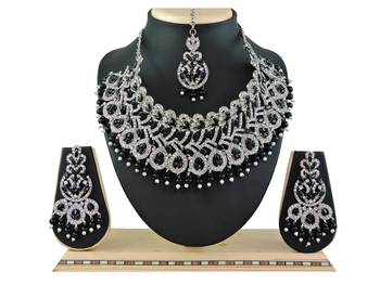 Black designer function wear ad necklace set 1