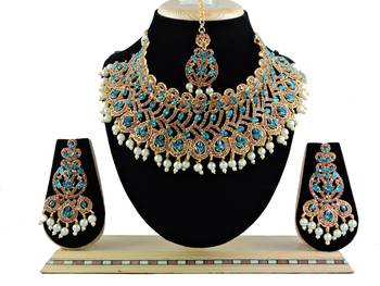 Turquoise designer function wear ad necklace set 1