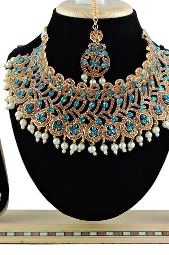 Turquoise designer function wear ad necklace set