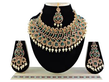 Green designer function wear ad necklace set 1