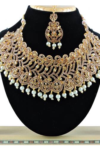 Gold designer function wear ad necklace set