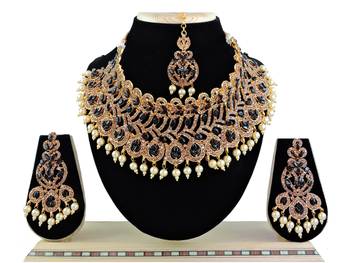 Black designer function wear ad necklace set 1