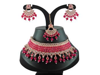 Red designer function wear ad necklace set 1