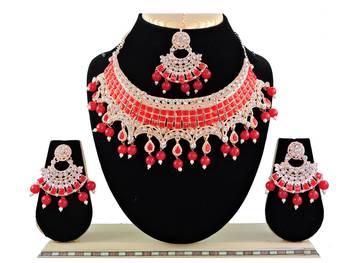 Red designer function wear ad necklace set 1