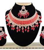 Red designer function wear ad necklace set