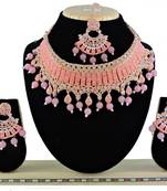 Pink designer function wear ad necklace set