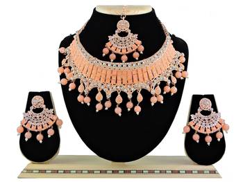 Orange designer function wear ad necklace set 1
