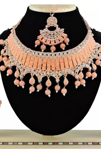 Orange designer function wear ad necklace set
