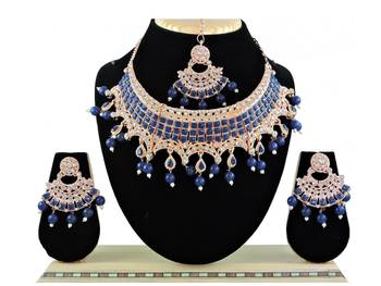 Blue designer function wear ad necklace set 1