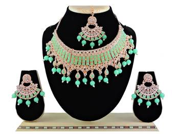 Green designer function wear ad necklace set 1