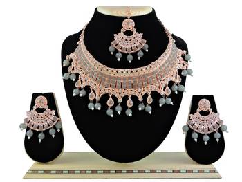 Grey designer function wear ad necklace set 1