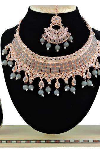 Grey designer function wear ad necklace set