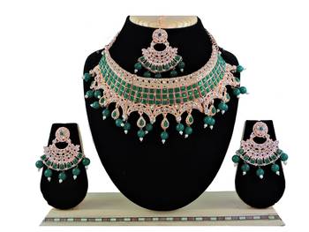 Green designer function wear ad necklace set 1