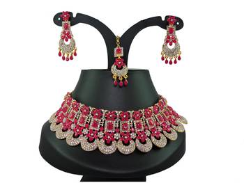 Red designer function wear ad necklace set 1